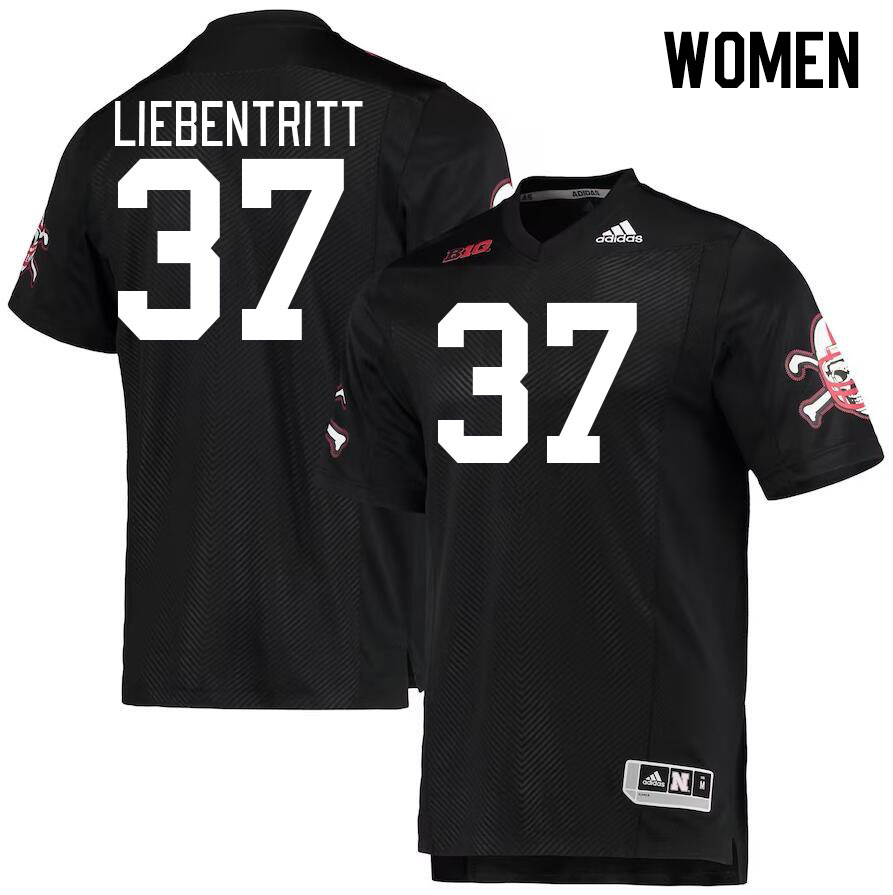 Women #37 Barret Liebentritt Nebraska Cornhuskers College Football Jerseys Stitched Sale-Black